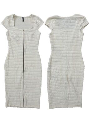 Vijo Couture Cream Zip-Front Sheath Dress